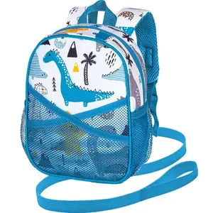 P-LWL015   Toddler Backpack with Leash, 9.5" Baby Boys Dinosaur Safety Harness Leashes Small Bag