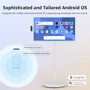 32-Inch Smart Screen 1080p Portable Monitor with Touch Screen, Android OS(Support Google Store), Built-in Battery(4-6H), Full Swivel Rotation, Voice Remote Control with Gemini Outdoor Kitchen Design App