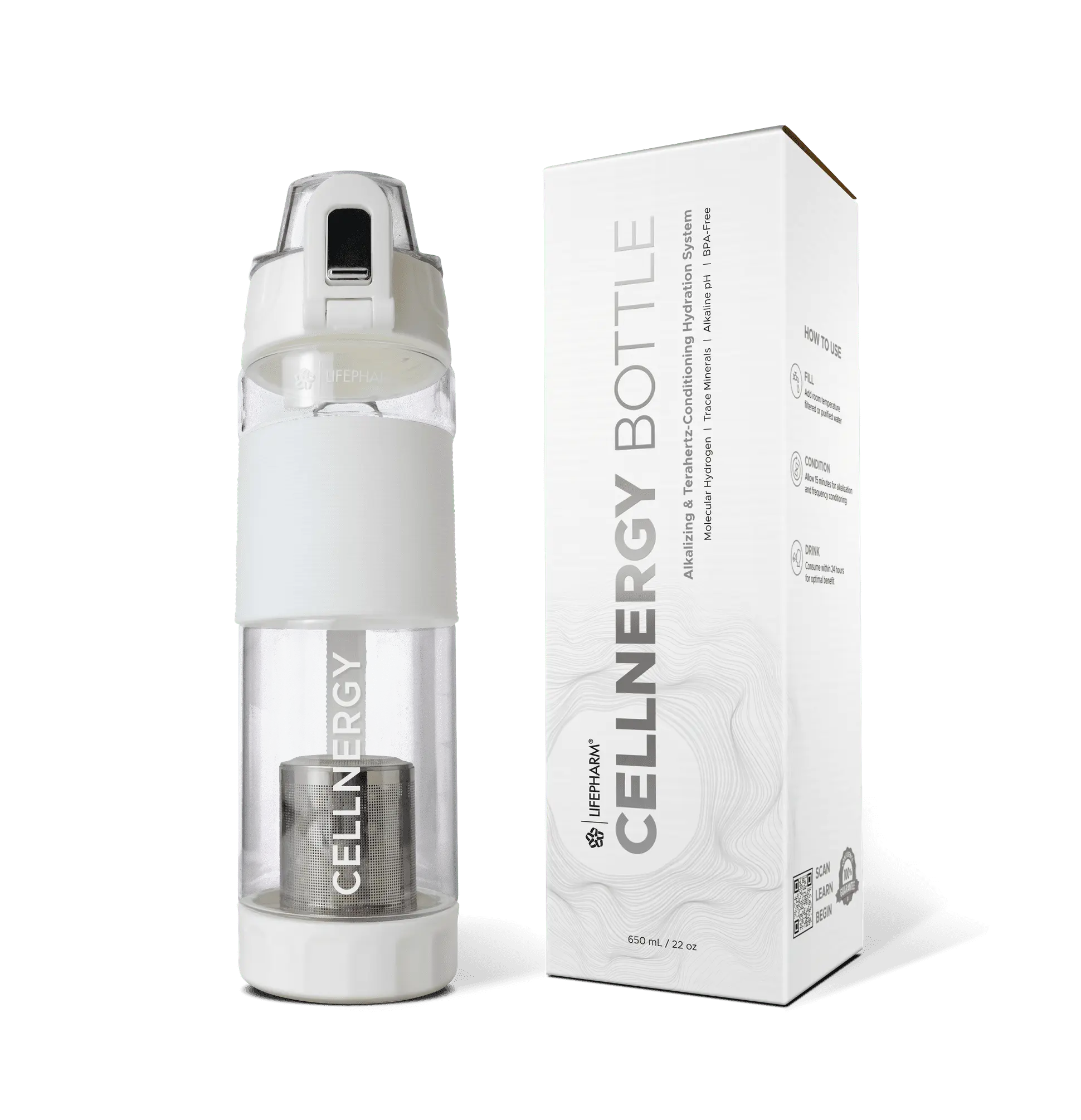 CELLNERGY Bottle | Molecular Hydrogen + Alkaline Water Bottle | Antioxidant Hydration | BPA-Free Portable Device