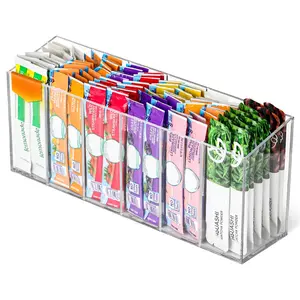 Drink Packet Organizer, Water Drink Packet Holder with Removable Divider, Water Flavor Packet Organization Container for Kitchen Organizers and Storage (6 Compartments)