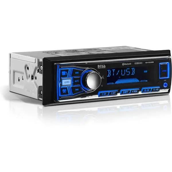 BOSS Audio Systems 611UAB Car Stereo - Single Din, Bluetooth, No CD DVD Player, AM/FM Radio Receiver, Aux Input, USB