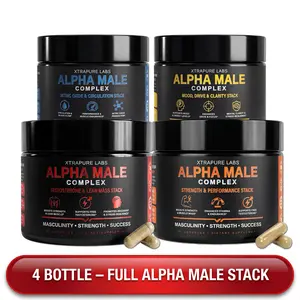 Alpha Male Complex 4-Stack Ultimate Bundle | Testosterone & Lean Mass + Strength & Performance + Mood, Drive & Clarity + Nitric Oxide & Circulation | Complete Daily Men’s Performance System