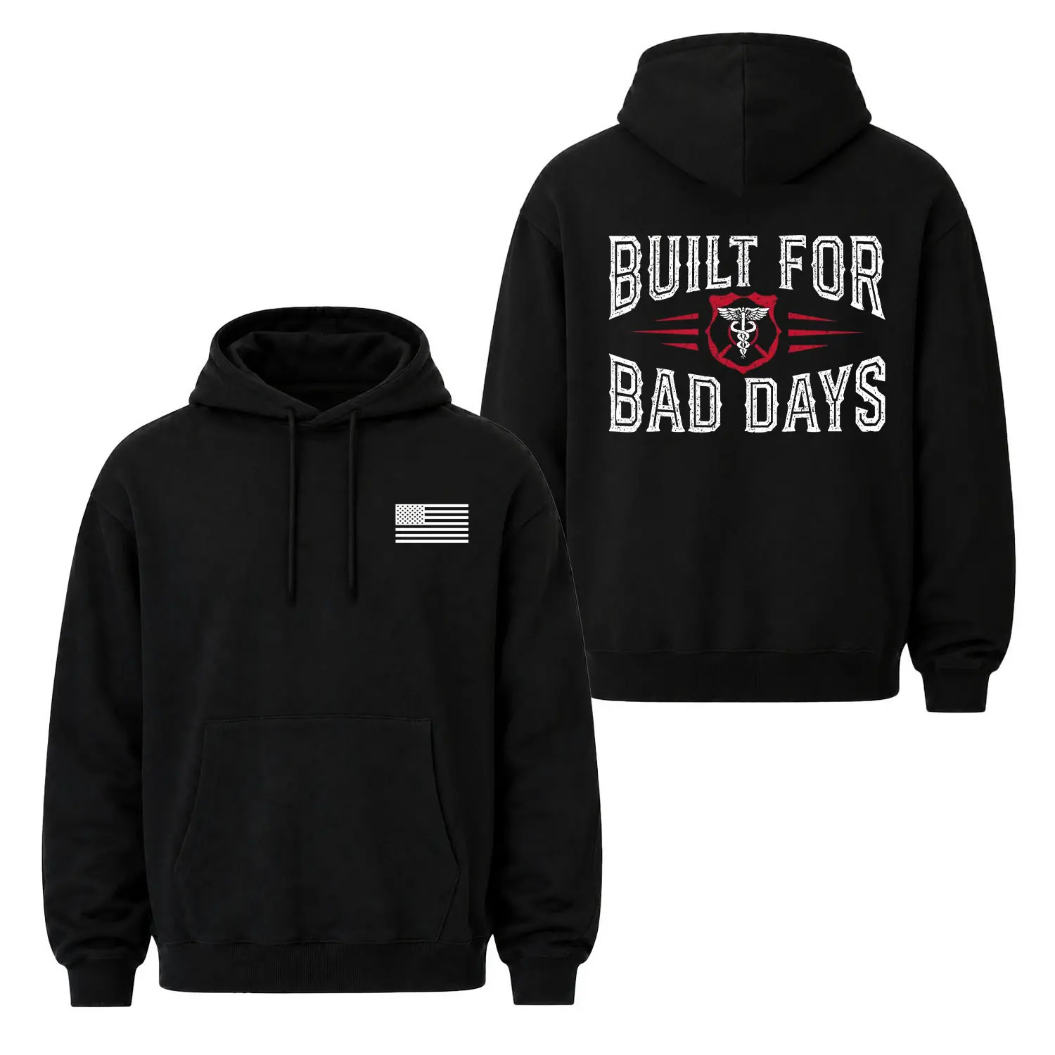 Built for Bad Days EMS Hoodie, American Flag Paramedic Pullover for EMTs and First Responders