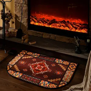 Fireplace Hearth Rug, 1 Count Fireplace Mat, Fireplace Area Decorative Cabin Southwestern Floor Mat, Boho Runner Rug, Easy To Clean, Suitable for Fireplace Area Kitchen Bathroom Living Room Bedroom Entrance Indoor and Outdoor