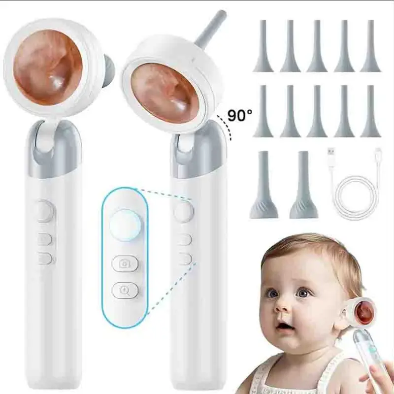 Heartiger Digital Otoscope with LED Light, 1.4" IPS Screen, 1080P HD Ear Scope, Ear Wax Remover, 12 Silicone Tips, Photo & Video Recording, Type-C Rechargeable