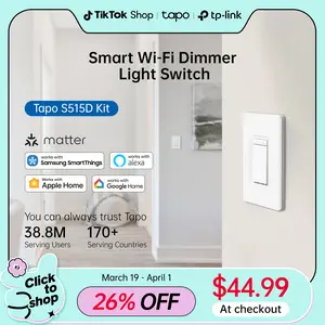 TP-Link & Tapo S515D KIT Smart 3 Way Dimmer Switch KIT, Matter Compatible, Energy Monitoring, Neutral Wire Required, Works with Alexa, Siri, Google Home, SmartThings, UL Certified, 2.4GHZ Wi-Fi