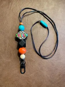 Teacher Cat Print Lanyard