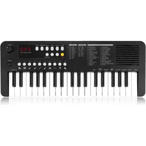 MK1 37   Keyboard Piano, Mini Portable Multi-Function Piano with Excellent Sound Quality, Built-In Speaker & LED Display, Small Electric  Keyboard  for Beginners (Black)