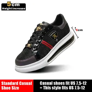 5cm Height Increase Casual Shoe - Closed Sneaker for US 7.5-12 Sizes Running