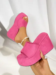 Women's Thick Sole Wedge Sandals, Ethnic Pattern PU Textile Shoes, Above Ankle Medium Width Summer Footwear, Trendy Stylish Fashion Design