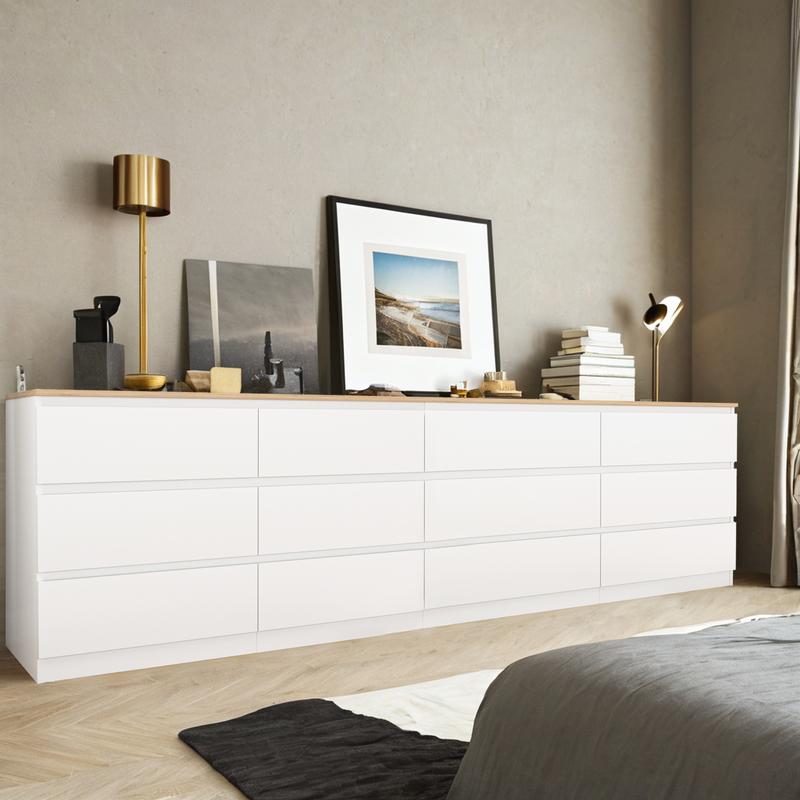 Spaco Modern 6 Drawers  Wood Dresser for Bedroom Organization,Double Dresser Wide Large Storage Chest of Drawers & TV Stand for for Closet, Living Room, Hallway,Small Place Organizer