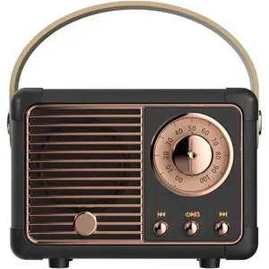Retro  Speaker, Portable  Speaker with  Clear Stereo Sound and Rich Bass,Retro Decor for Desk Bedroom Kitchen, Birthday Gifts for Women Men Teens (Black)