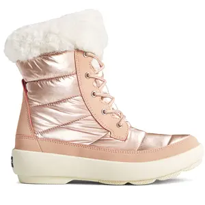 Sperry Womens Bearing Plushwave Metallic Snow Casual Boots Ankle - Pink