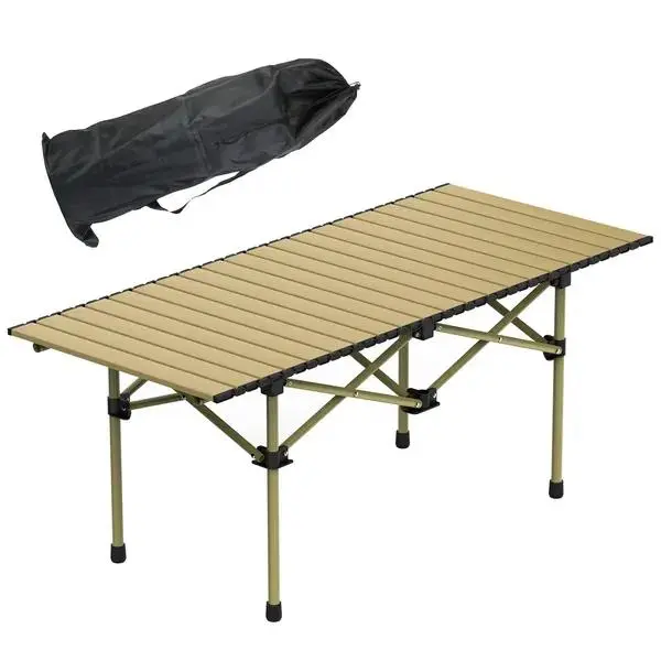 Portable Folding Carbon Steel Camping Table - Roll-Up, Lightweight, Heavy-Duty Outdoor Picnic Table with Carry Bag for Beach, Backyard Party, Hiking