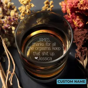 Thanks For All The Orgasms Anniversary High quality laser engraved whiskey glasses, Personalize your handwriting Gifts for couples, Home Decor & Gifts, Funny gift for men and women, Drinkware, Halloween