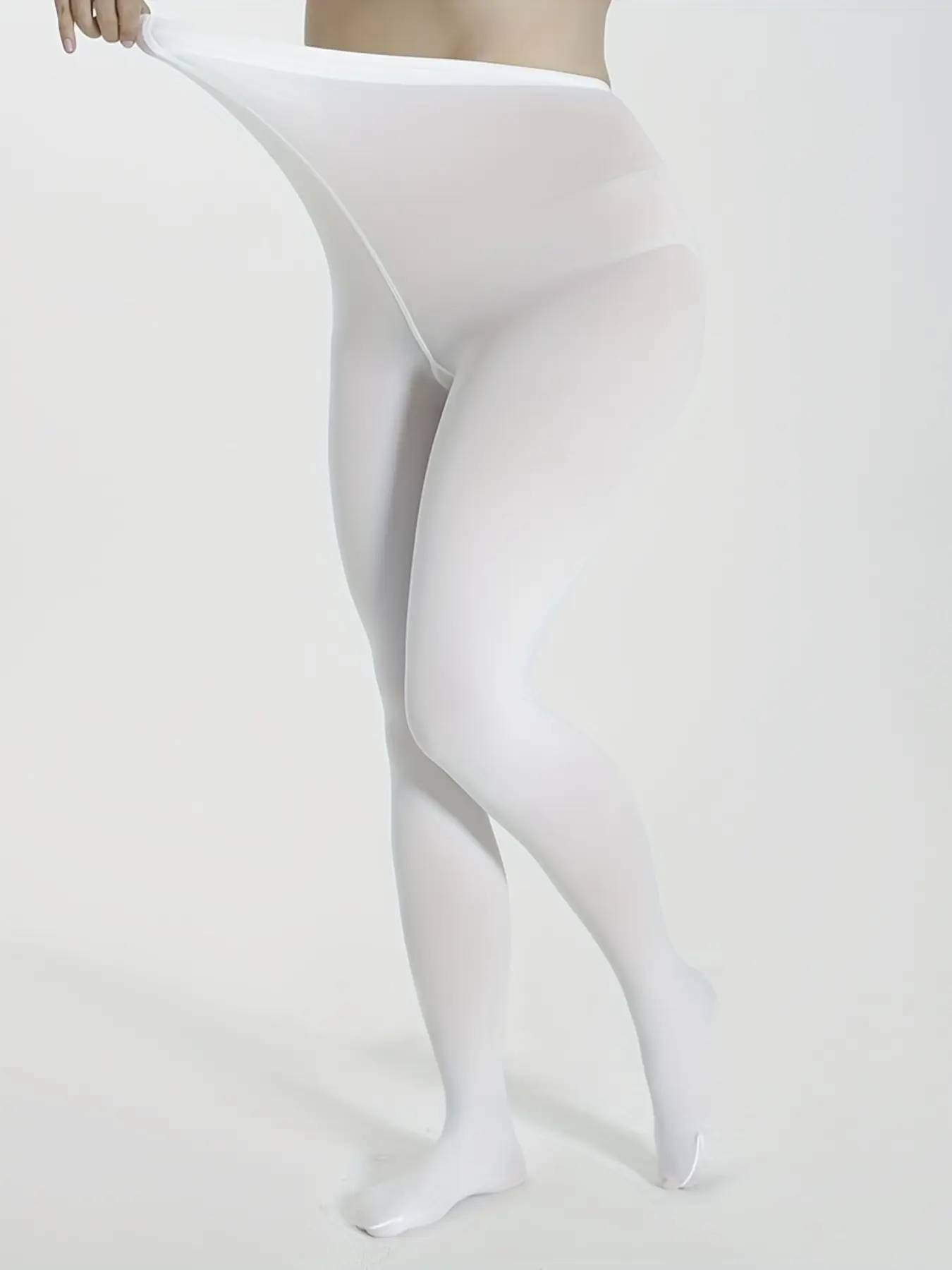 ✨White Plus Size Pantyhose! High Elastic Waist, Soft, Breathable, Lightweight & Stretchy. Ideal for Curvy Women | Dance & Casual Outfits