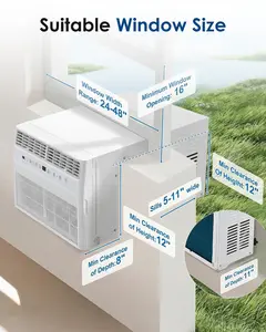 U-Shaped Window Air Conditioner with Upgraded Front Panel, 20% Higher Airflow, Digital Remote Control, White Window AC Unit
