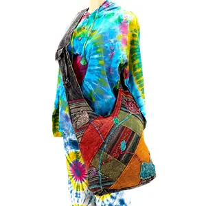 Cotton Flower Hand Embroidered Crossbody Bag vintage boho