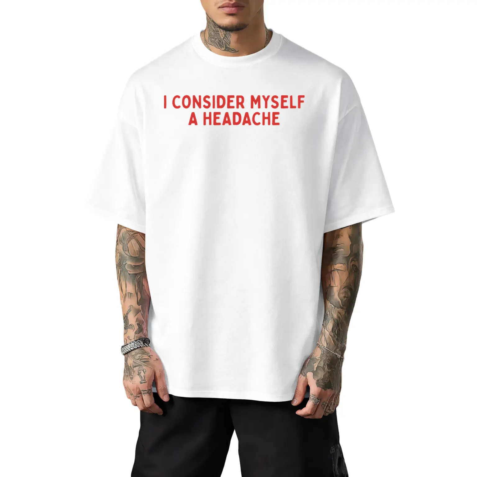Clean Straightforward Text T Shirt Featuring I Consider Myself A Headache Playful Slogan Suitable For Daily Errands And Relaxed Weekend Plans