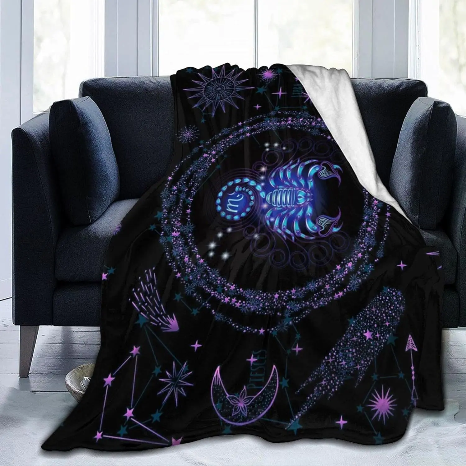 Scorpio Throw Blanket Flannel Constellations Blanket Warm & Soft 12 Horoscope Astrology Throw Blankets Constellation Theme Home Décor 60"X50"