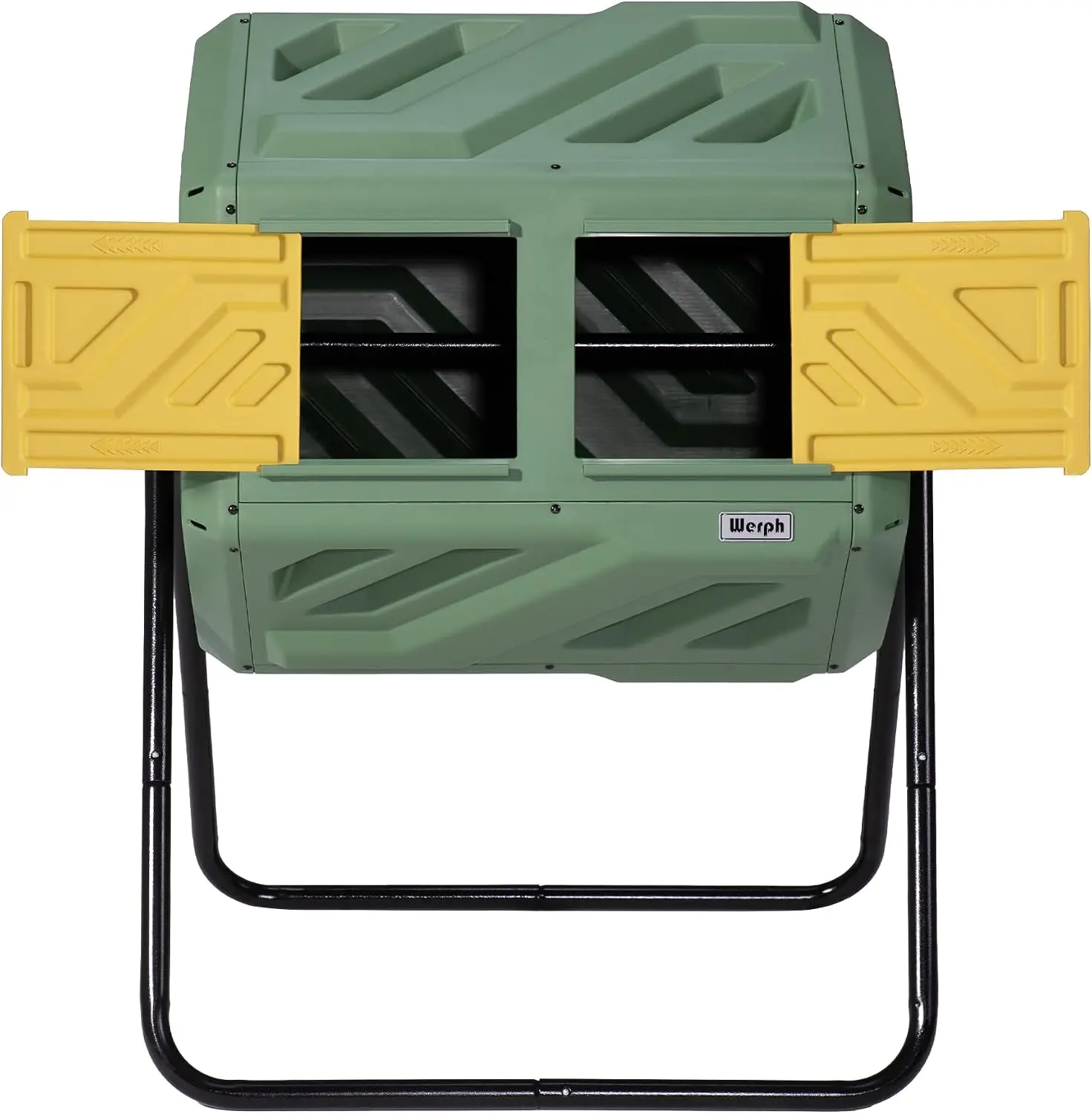 Werph 43 Gal Outdoor Compost Bin, Grass Green - Dual Chamber with Aeration System, 360° Rotating Tumbler, Fast Hand Assembly for Garden & Kitchen Waste (Home Care Supply)