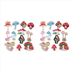 24Pcs Mushroom Patches Iron on for Clothing Pants Shoes Curtain, DIY Mushroom Embroidery Patch Sewing Craft Decoration