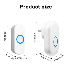 Wireless doorbell for the elderly. use with long distance, Easy installation, one plug-one play, waterproof doorbell; 1000 feet working range; 150 m remote control distance; 38 ring tones; 4 levels adjustable volume, LED flashing light, transmitter IP44