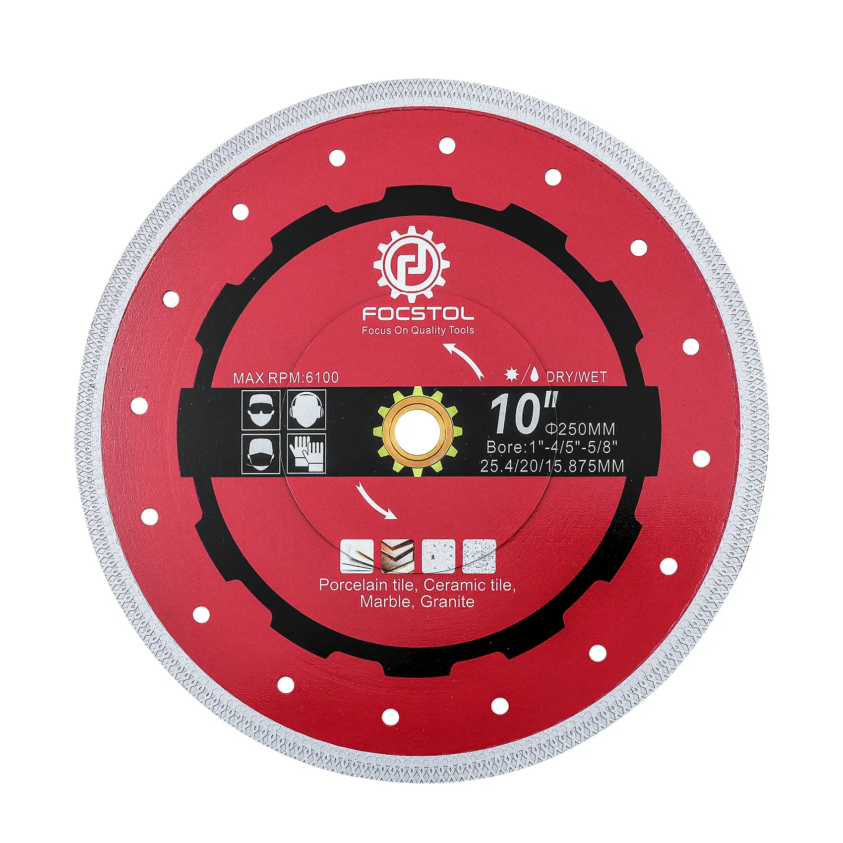 Cutting Disc for Porcelain Ceramic Tile Marble Granite Quartz Arbor 1''(25.4mm) x 7/8''(22.23mm) x 5/8''(15.875mm)