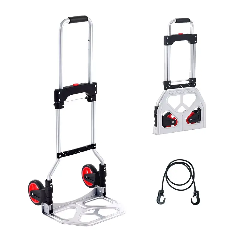 176 lbs Folding Hand Truck Dolly Aluminum Stair Climbing Cart with Telescoping Handle Luggage Trolley for Home Shopping