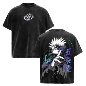 Gojo Satoru Oversized Graphic Tee | KISETSU WEAR Vintage Acid Wash Cotton Shirt | 2D Flat Vector Anime Manga Art | Jujutsu Kaisen Six Eyes Infinity Technique Streetwear Top | Unisex Casual Y2K Clothes | Perfect JJK Fan Gifts & Trendy Cosplay Apparel!
