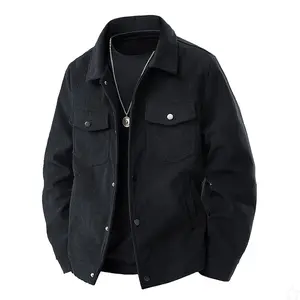 Men's Corduroy Work Jacket - Multi-pocket design with flap pockets, button front, long sleeves, casual style, machine washable.