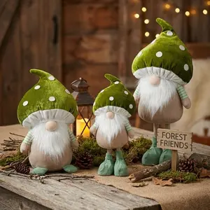 Woodland Mushroom Gnome Decor Figurine - 3 Pack