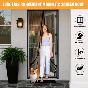 Magnetic Screen Door Retractable Mesh Net Pet Patio - Hands-Free Operation, Mosquito Magic, Secure Barrier for Clean Outdoor Space