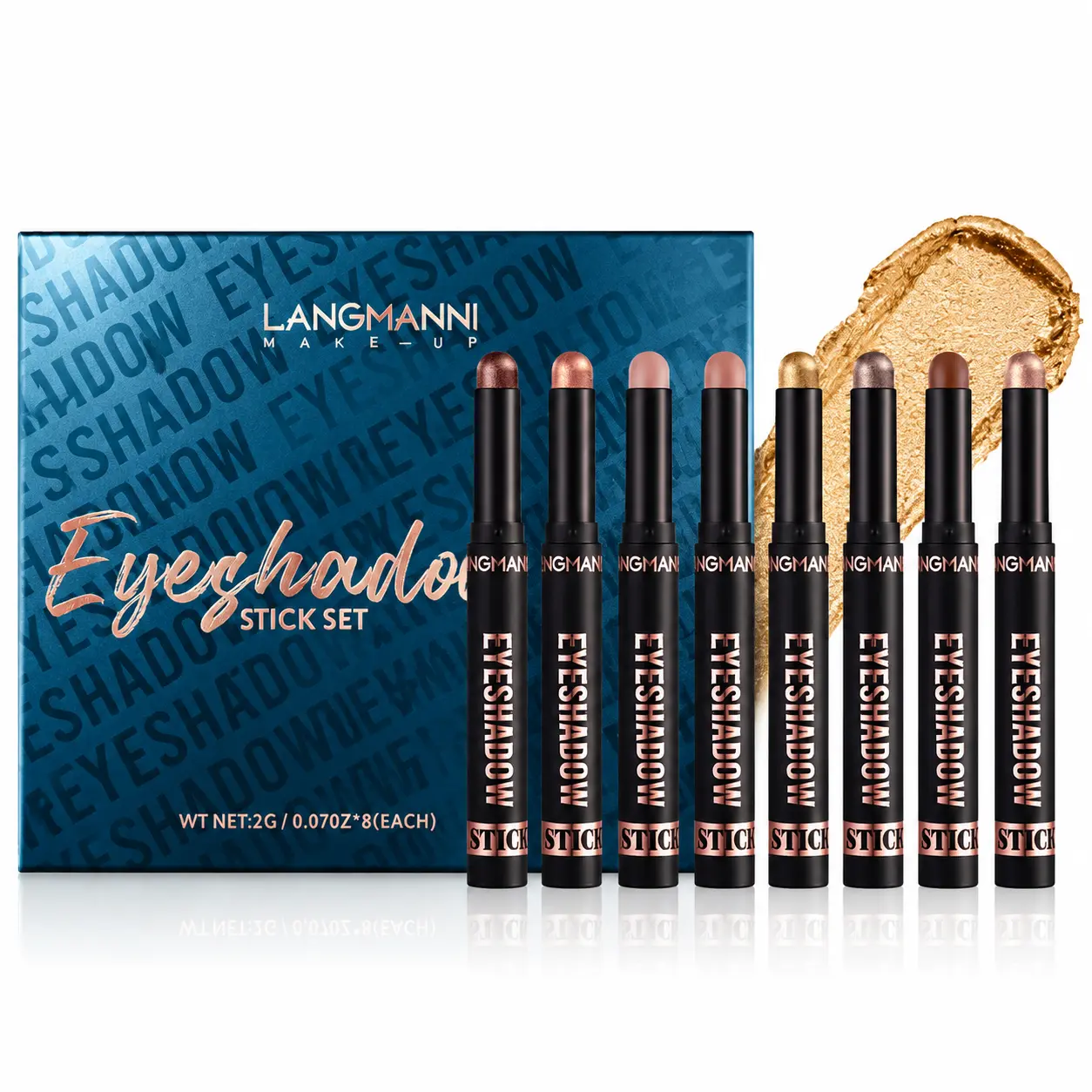 8-Color Eyeshadow Stick Set, 110g, Waterproof, Easy Application, High Pigment, Natural Matte Finish, Long-Lasting Eye Makeup Essential