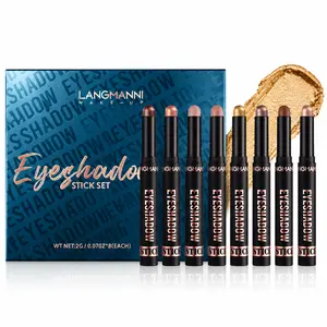 8-Color Eyeshadow Stick Set, 110g, Waterproof, Easy Application, High Pigment, Natural Matte Finish, Long-Lasting Eye Makeup Essential