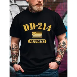 Alumni American Army Graphic T-Shirt for Men - Funny Saying, Short Sleeve, Crew Neck, Classic Fit Tee - Ideal Christmas Gift for Husband, Dad, Grandpa - Made in USA