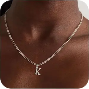 Gold Initial Necklaces for Women Men, Dainty Gold Letter Necklace Tiny A-Z Pendant Choker Trendy Cute Personalized Monogram Name Necklaces Gold Jewelry for Women Gift(19.7") daily gift Cross Pendant with Rotatable Crown Style Hip Hop Chain Set