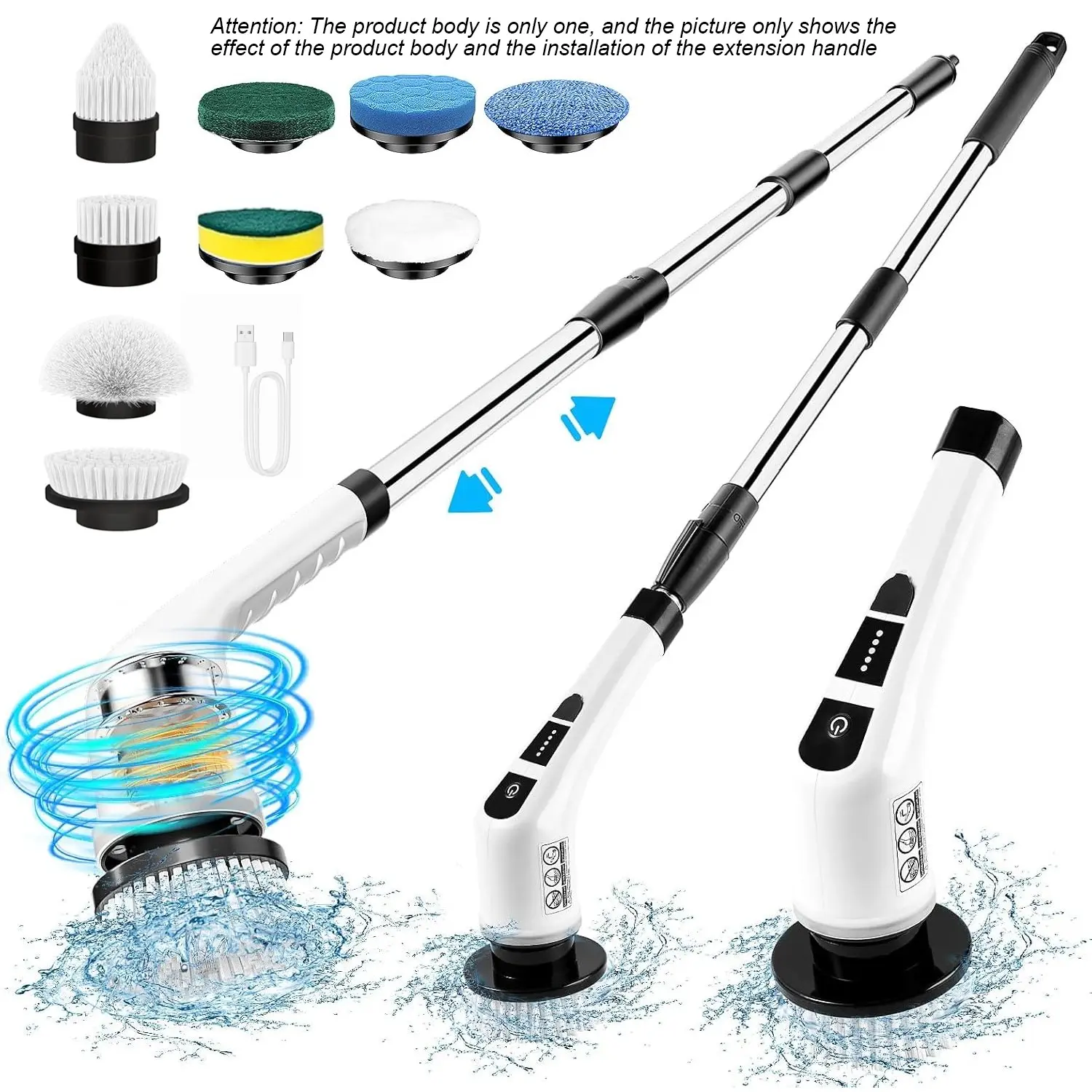 9-in-1 Electric Spin Scrubber, Cordless Rechargeable Handheld Electric Rotating Cleaning Brush Set with 2 Adjustable Speeds and 9 Interchangeable Brush Heads, Household Shower Floor Scrubber for Home Floors, Bathrooms, Bathtubs, Mats and Ceilings