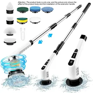 9-in-1 Electric Spin Scrubber, Cordless Electric Rotating Cleaning Brush Set with 2 Adjustable Speeds and 9 Interchangeable Brush Heads, Shower Floor Scrubber for Floors, Bathrooms, Bathtubs, Mats and Ceilings