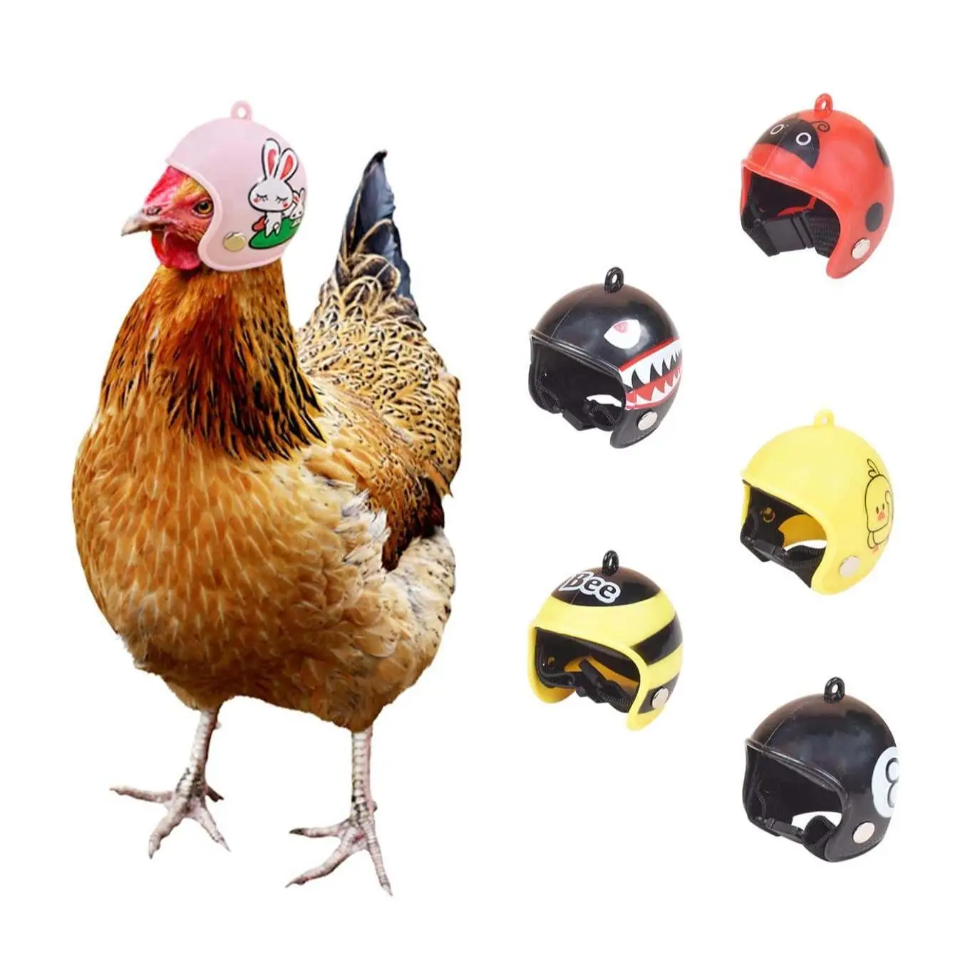 Random Color Chicken Helmet for Pet's Gift, 1 Count Funny Protection Chicken Head, Fun Toys, Bird Hat Head Cover Supplies