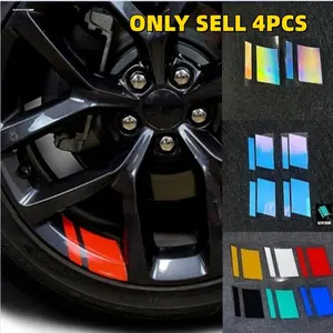 6-Pack High-Visibility Reflective Wheel Rim Stickers - Universal Fit 16-21 Inch Rims, Sporty Racing Stripe Decals with Safety Warning, Waterproof & Easy Install, Car Accessories