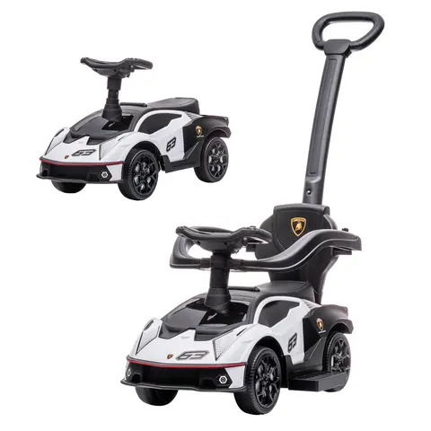 Licensed Lamborghini 2-in-1 Toddler Ride On Push Car (18-36 Months, 55 Lbs. Max, Plastic) - Ride On Wheels, Footrest, Engine Sound Play, Horn, Steering Wheel, Underseat Storage, 2 AA Battery Fun, Manual Push-Along Stroller Sliding Car