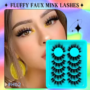 6 Pairs Transparent Stem Volume Fluffy False Eyelashes, Clustered Natural Look, 5D Voluminous Curled Dense Comfortable Fit, Versatile for Various Occasions