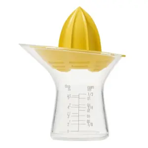 Small Citrus Reamer: Yellow Plastic Juicer, Dishwasher-Safe, 5" Height, 3.6" Width & Depth