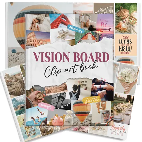 BrightenKidz Vision Board Book 2027 - Office Personal Organiser Collage Kit with 110+ Pages, 1,000+ Cut-Out Images Organized by 10 Life Areas, Key Themes, Thoughtful Gift for Goal Setting, Scrapbooking