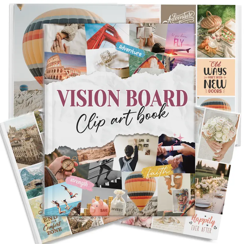 BrightenKidz Vision Board Book 2027 - Office Personal Organiser Collage Kit with 110+ Pages, 1,000+ Cut-Out Images Organized by 10 Life Areas, Key Themes, Thoughtful Gift for Goal Setting, Scrapbooking