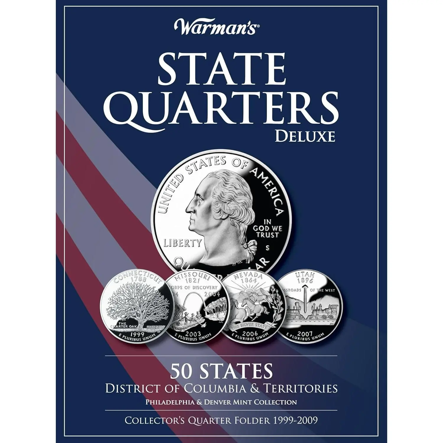 Warman's Collector Coin Folders: 1999-2009 State Quarters Deluxe Hardcover Collector's Folder with 120 Coin Slots, for Collecting, Commemorating United States Quarters, Teaching Children (District of Columbia, Territories, Philadelphia & Denver Mints)