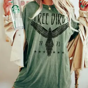 Comfort Colors - Free Bird Shirt, Boho TShirt Eagle Shirt, Thunderbird Shirt, Retro Music graphic tee, Vintage Inspired women Shirt
