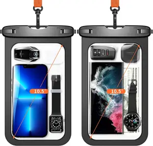 10.5" Large Waterproof Phone Pouch, 2 Pack Universal IPX8 Waterproof Dry Bag with Lanyard for iPhone 17 16 15Pro Max, Samsung Galaxy S25 S24 Ultra, S25 FE, Pixel 10Pro XL 9A 8 Pro, Black+Black