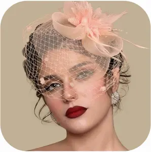 Fascinators Hats for Women  Party Hat  Mesh Headband  Lace  Headwear Veil Hair Clip Church